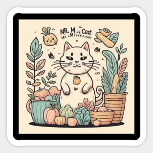 Cute cat farming Sticker